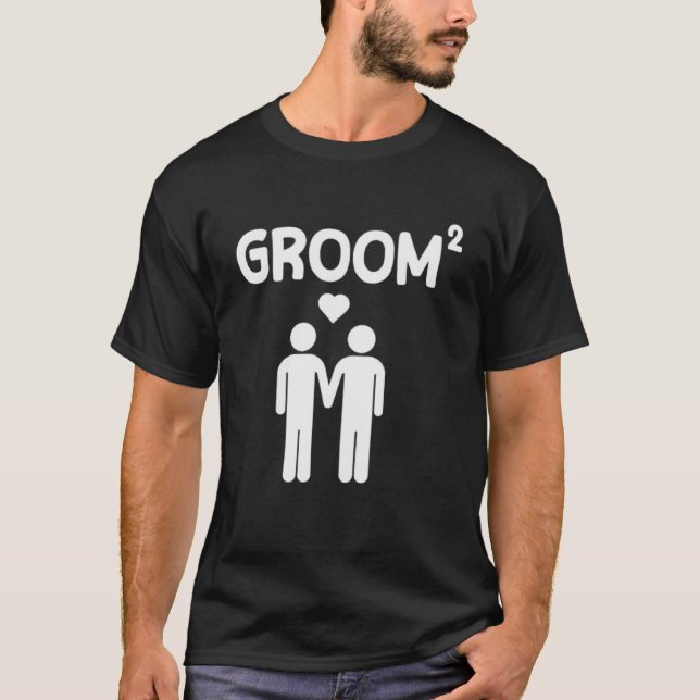 Groom Square  Cute Gay Bi Pan Wedding T-Shirt (Front)
