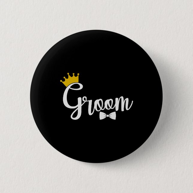 Groom Squat Bachelor Party Wedding Rehearsal Dinne Button (Front)