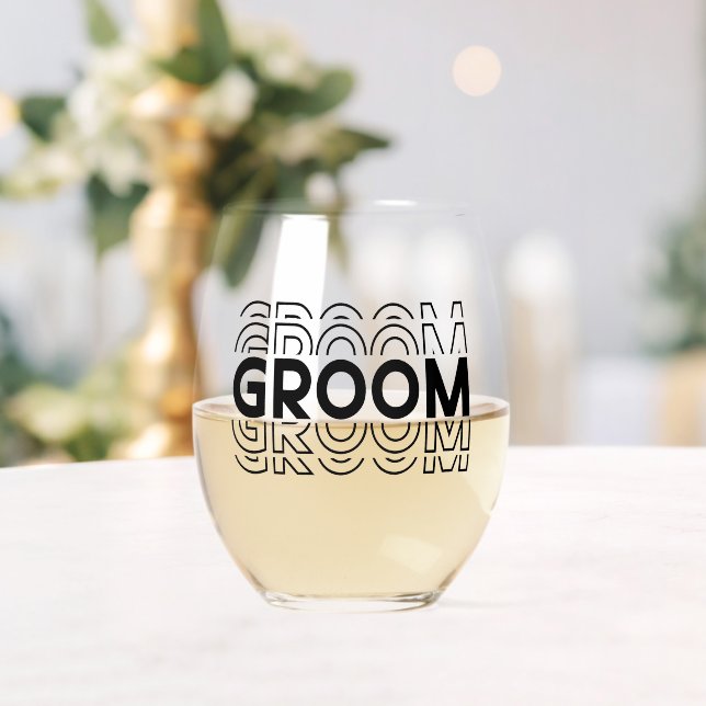 Groom  stemless wine glass (Insitu (Wedding))