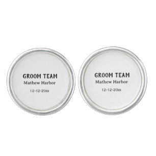 Groom team groomsman name date bachelore party cufflinks