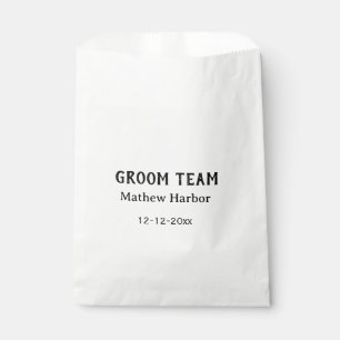 Groom team groomsman name date bachelore party favor bag
