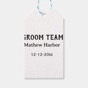 Groom team groomsman name date bachelore party gift tags