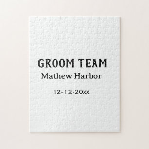 Groom team groomsman name date bachelore party jigsaw puzzle