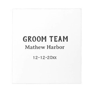 Groom team groomsman name date bachelore party notepad
