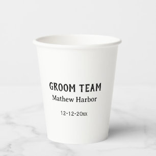 Groom team groomsman name date bachelore party paper cups