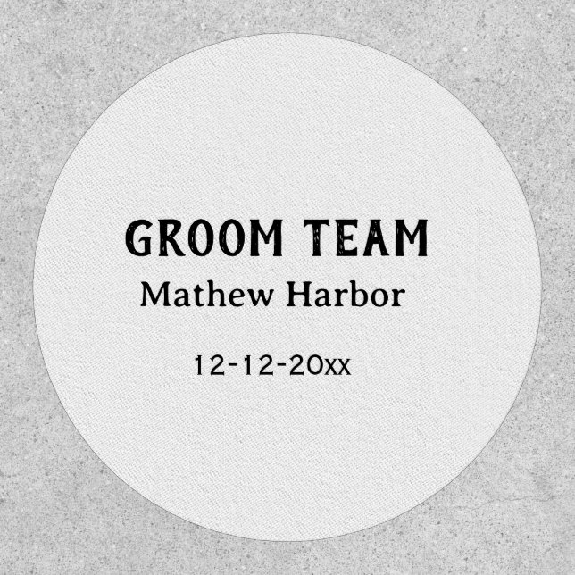 Groom team groomsman name date bachelore party patch (Front)