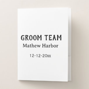 Groom team groomsman name date bachelore party pocket folder