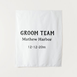 Groom team groomsman name date bachelore party tapestry