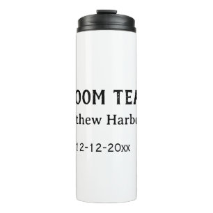 Groom team groomsman name date bachelore party thermal tumbler