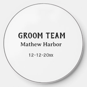 Groom team groomsman name date bachelore party wireless charger