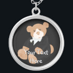 Groom Teddybear Necklace<br><div class="desc">Personalize this customizable wedding-day teddy bear necklace with your own name and text</div>