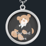 Groom Teddybear Necklace<br><div class="desc">Personalize this customizable wedding-day teddy bear necklace with your own name and text</div>