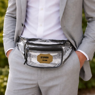 Groom Text On Gold Banner Clear Fanny Pack