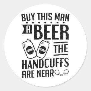 Groom The Handscuffs Are Near Bachelor Party Classic Round Sticker