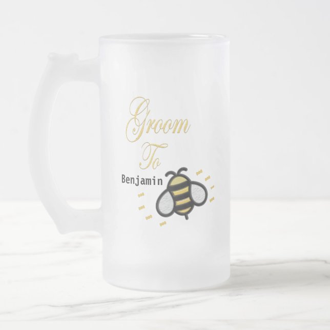 Groom To Be Bachelor Party Personalize Frosted Glass Beer Mug (Left)