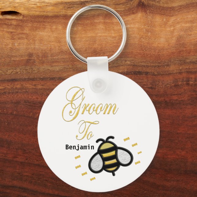 Groom To Be Bachelor Wedding Party Personalize Keychain (Front)