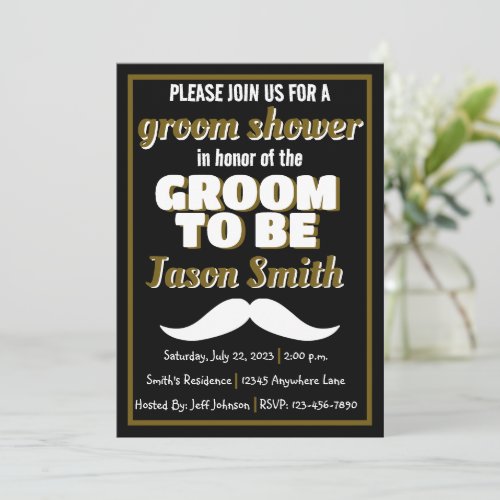 Groom to Be Mustache Wedding Shower Invitations