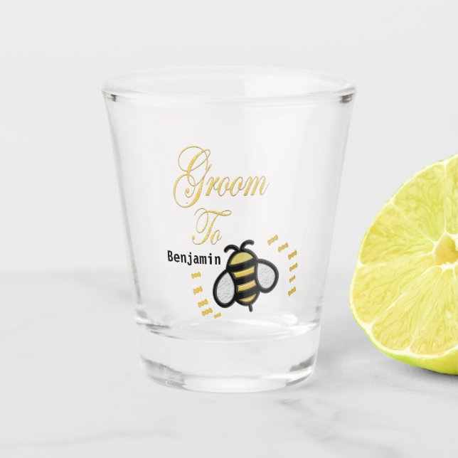 Groom To Be Wedding Gold Favor Personalize Shot Glass (Front)