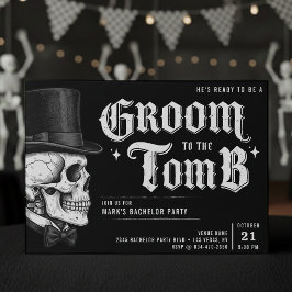 Groom to the Tomb Skull Bachelor Party Invitation