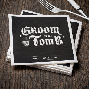 Groom to the Tomb Skull Bachelor Party Napkins