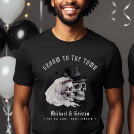 Groom to the Tomb Skulls Husband Newlywed Wedding T-Shirt