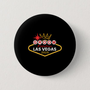 Groom Vegas Bachelor Party Group 2025 Married In V Button