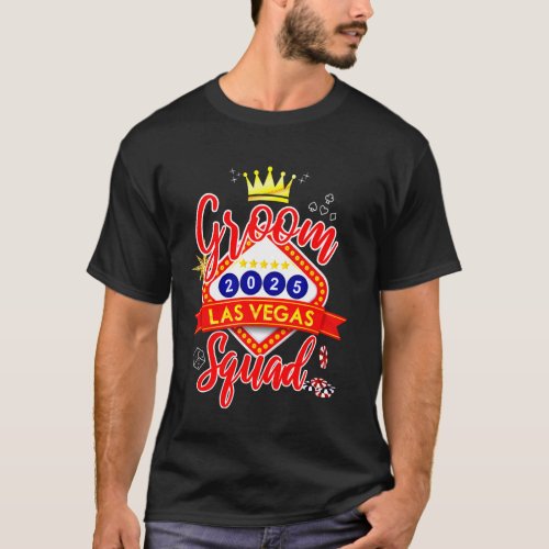 Groom Vegas Bachelor Party Group 2025 Married in V T-Shirt