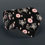 Groom Watercolor Pink Floral Black Wedding  Neck Tie<br><div class="desc">Design of the tie is simple but cute.  Surprise your friend or relative who is going to be groom.</div>