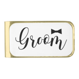 Groom-Wedding,-Bachelor-party-tie Gold Finish Money Clip
