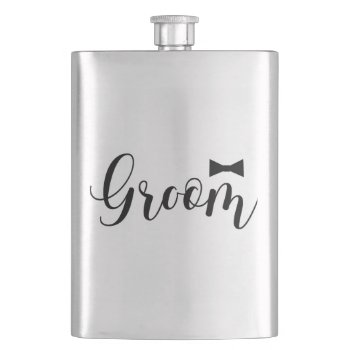 Groom-wedding -bachelor-party-tie Hip Flask by ingeinc at Zazzle