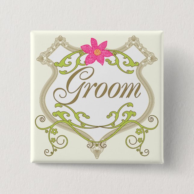 Groom Wedding Badges Pinback Button (Front)