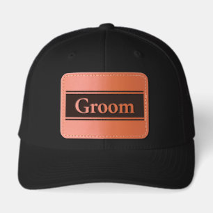 Groom Wedding Bridal Party Text Template Leather Patch Hat