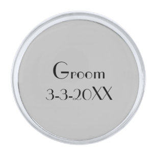 Groom Wedding Date Gray and Black Silver Finish Lapel Pin