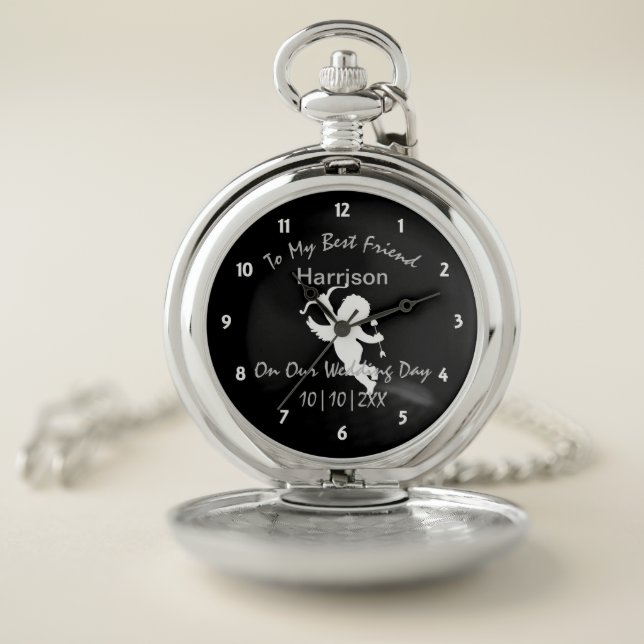 Groom Wedding Day Gift Personalized Pocket Watch (Inside)