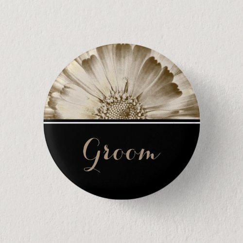 Groom Wedding Gold Daisy Button