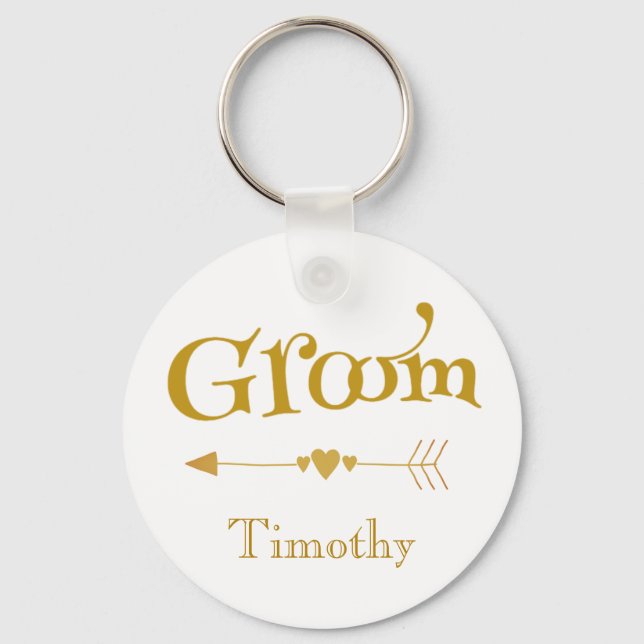 Groom Wedding Keepsake Souvenir Keychain (Front)