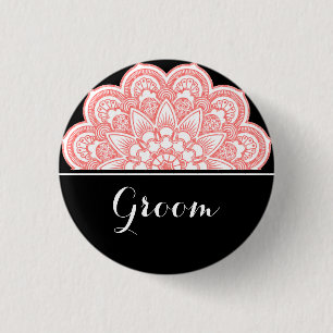 Groom Wedding Mandala Art Button