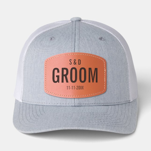 Groom Wedding Party Leather Patch Hat (Front)