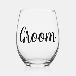 Groom Wedding Stemless Wine Glass