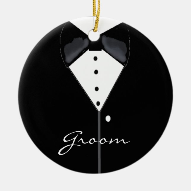 Groom Wedding Tuxedo Ceramic Ornament (Front)