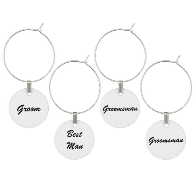 Groom Wedding Wine Charm Set (Staggered)