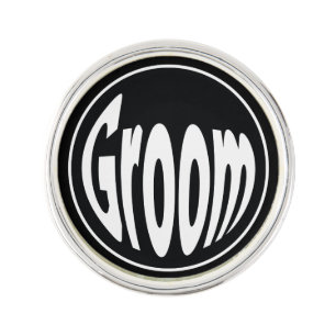 Groom White Black Pin