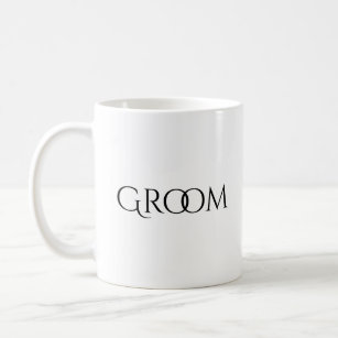 Groom White  Black Typography Wedding Coffee Mug