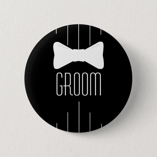 Groom White Bowtie Button (Front)