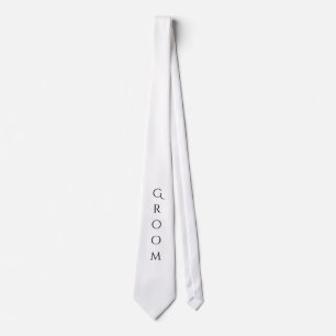 Groom White Modern Typography For Him Neck Tie