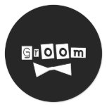 Groom White on Black Classic Round Sticker