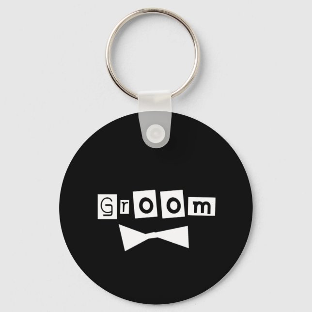 Groom White on Black Keychain (Front)