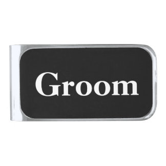 Groom White on Black or Any Custom Color Silver Finish Money Clip