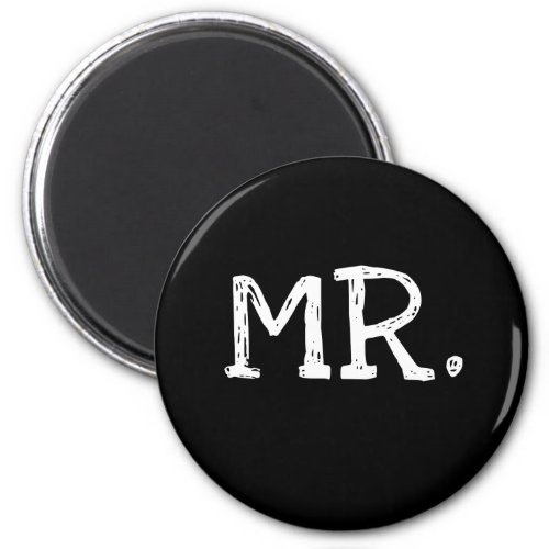 Groom White Text Mr Magnet