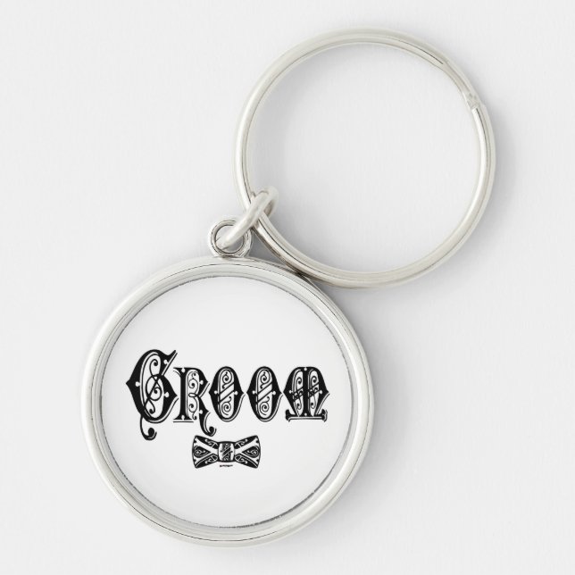 Groom with Bow Tie Black Type Keychain (Front)